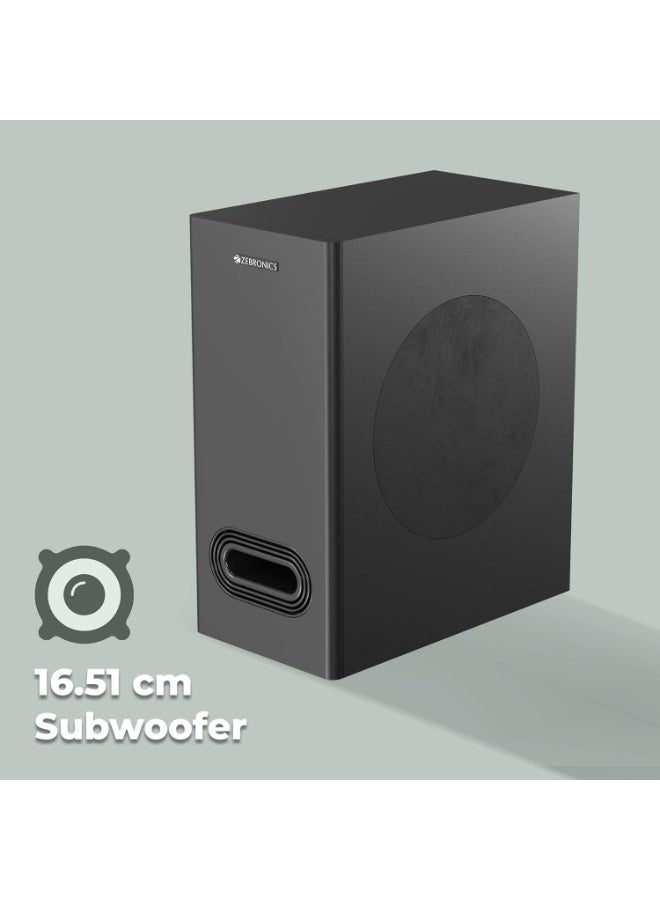 ZEBRONICS Zeb-Juke BAR 9500WS PRO Dolby 5.1 soundbar with Wireless Satellites, Dolby Audio, 525 Watts Output Power, 16.5cm subwoofer, HDMI ARC, Optical, BT v5.0, LED Display, Wall Mount and AUX,Black - Image 2